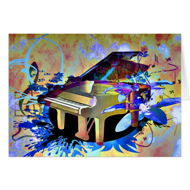 Cartão Piano colorido Digital Funky (Frente Horizontal)
