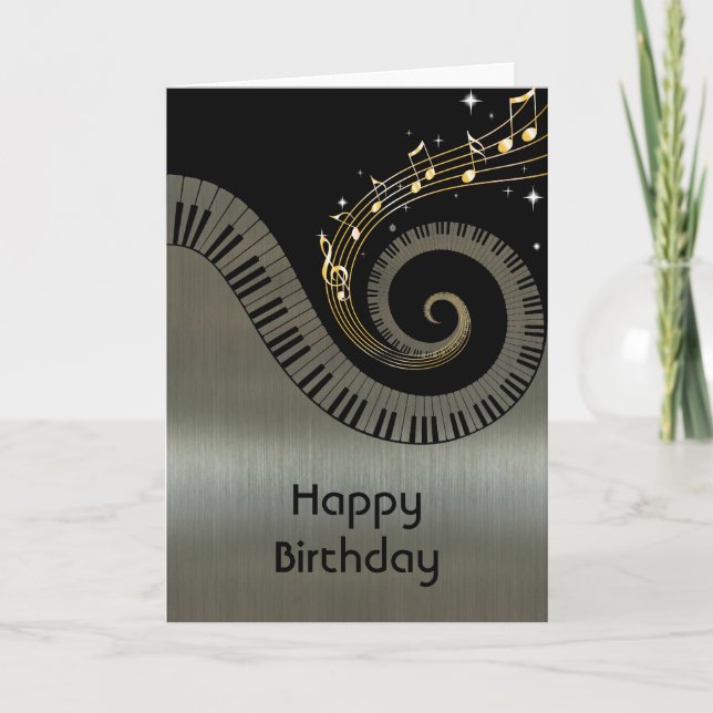 Cartão Piano Keys Dourado com efeito metálico impresso (Frente)