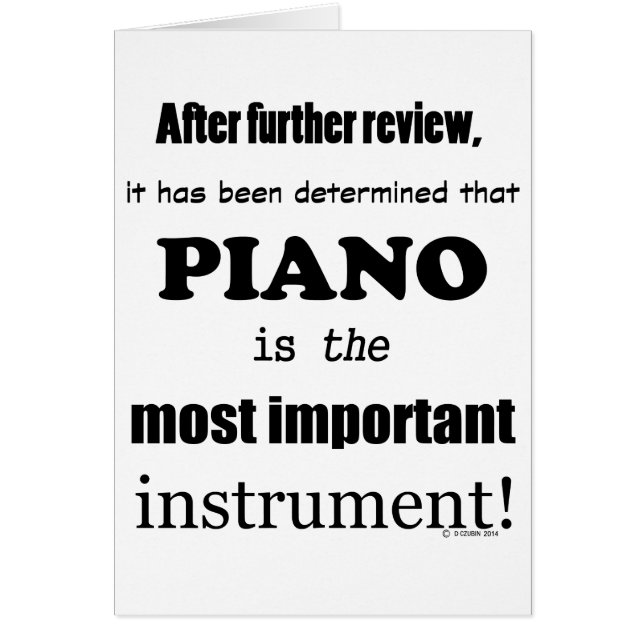 Cartão Piano  Most Important Instrument (Frente)