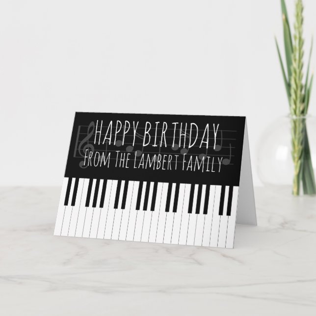 Cartão Piano Music Happy Birth (Frente)
