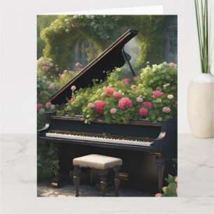 Cartão Piano na pintura do Bloom-Jardim