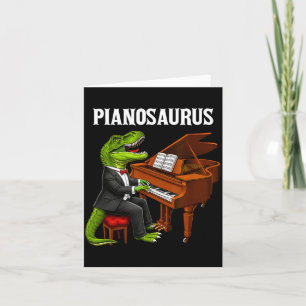 Cartão Pianosaurus Piano Divertido Tocando T-Rex Dinossau