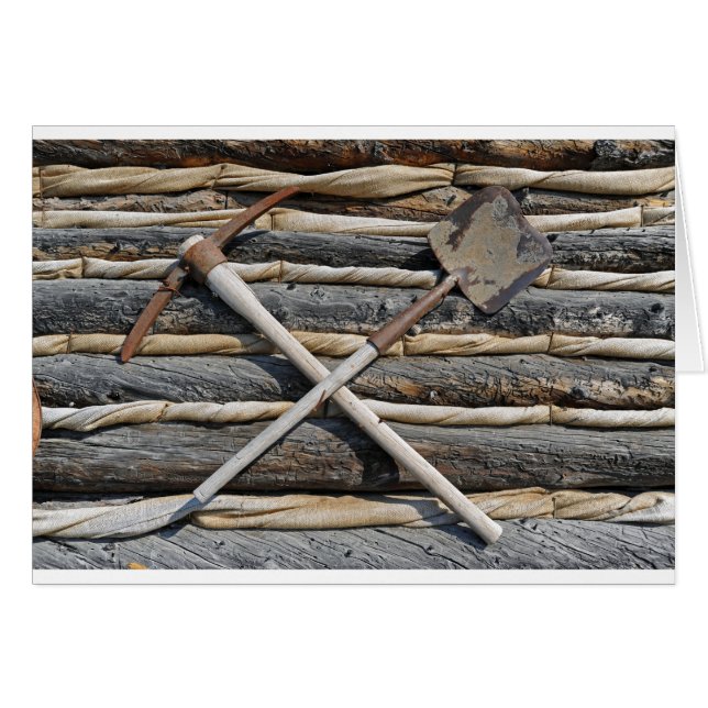 Cartão Picareta e pá de mineração (Frente Horizontal)