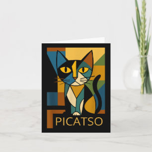 Cartão Picatso Gato Engraçado - Estilo de Arte Cubismo -