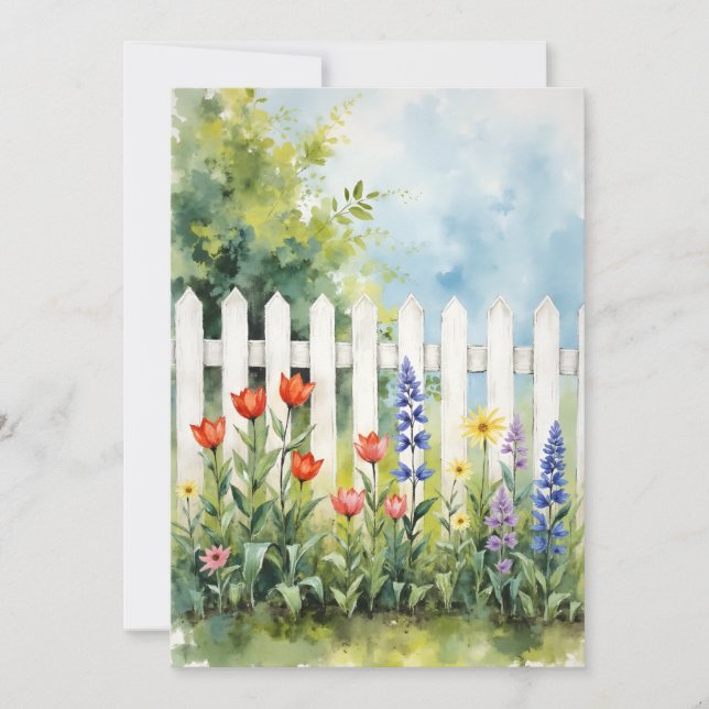Cartão Picket Fence with Flowers Sympathy (Frente)
