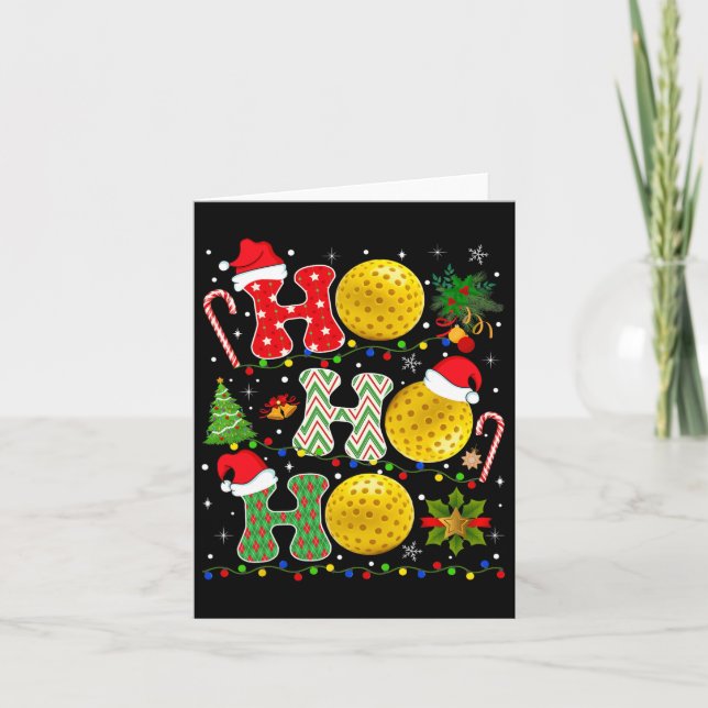Cartão Pickleball De Árvore De Natal Ho Ho Ho Papais noei (Frente)
