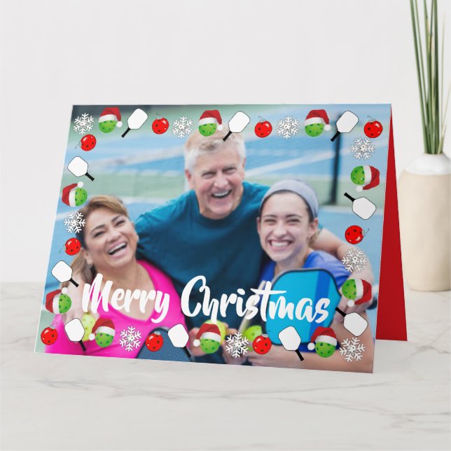 Cartão Pickleball Holiday Photo Frame Merry Christmas (Frente)