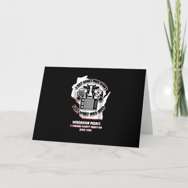 Cartão Picnic Cow Beer, Cheese & Accordion em Wisconsin (Frente)