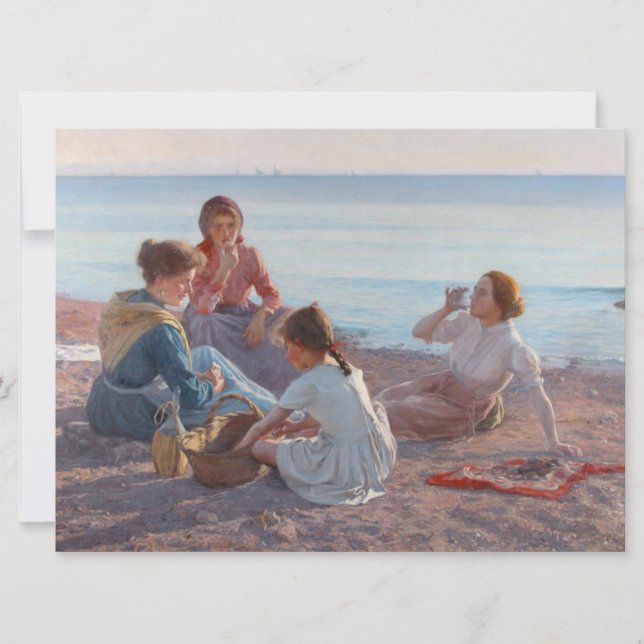 Cartão Picnic Snack on the Beach (cena marítima italiana) (Frente)