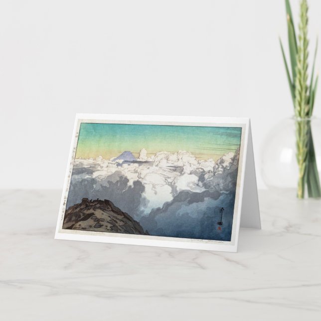 Cartão Pico de Komagatake, Hiroshi Yoshida, Woodcut (Frente)