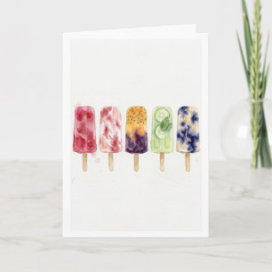 Cartão Picolés pintura em aquarela vibrações de verão art