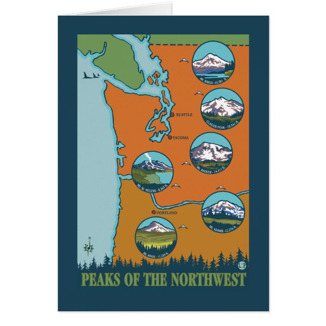 Cartão Picos do Noroeste - 5 diferentes montanhas (Frente)