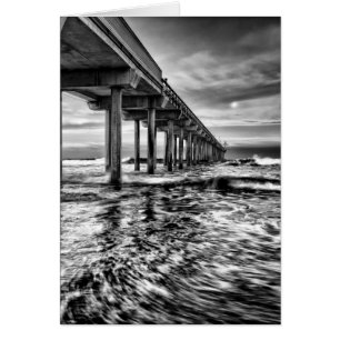 Cartão Pier em preto e branco ao amanhecer, Califórnia