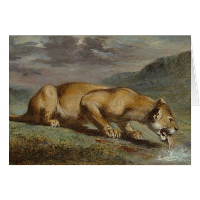 Cartão Pierre Andrieu - Lioness ferida (Frente Horizontal)