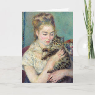 Cartão Pierre-Auguste Renoir - Mulher com gato