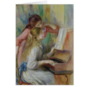 Cartão Pierre raparigas de Renoir um no piano