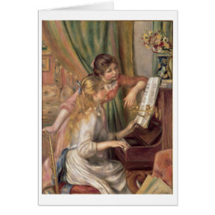 Cartão Pierre raparigas de Renoir um no piano