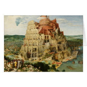 Cartão Pieter Bruegel a pessoa idosa - a torre de Babel