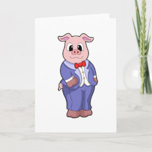 Cartão Pig as Groom with Suit