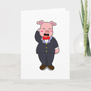 Cartão Pig as Groom with Suit & Tie