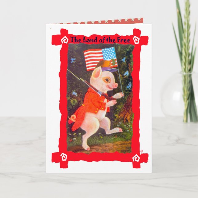 Cartão Pig as revolutionary soldier (Frente)