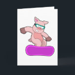 Cartão Pig at Snowboard Sports & Ski goggles<br><div class="desc">This design is the perfect gift for a birthday, Christmas and other celebrations. It is suitable for women, men and kids.</div>