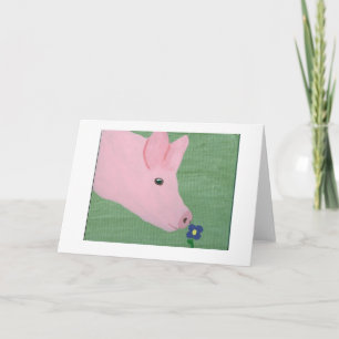 Cartão Pig smelling Flower