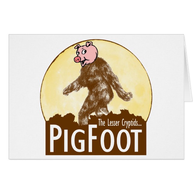Cartão PIGFOOT pouco o Cryptid - Sasquatch engraçado (Frente Horizontal)
