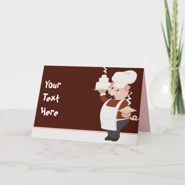 Cartão Piggy Chef Greeting Card (Frente)