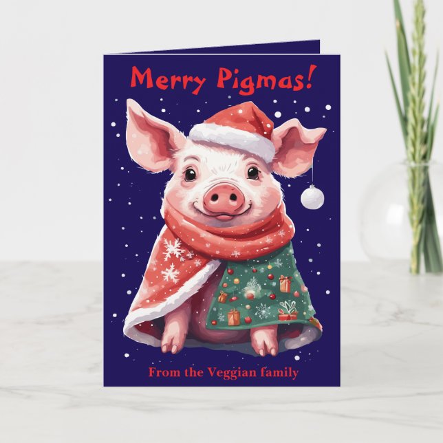 Cartão Pigs In Blankets And Santa Hat Cute Animal Christm (Frente)