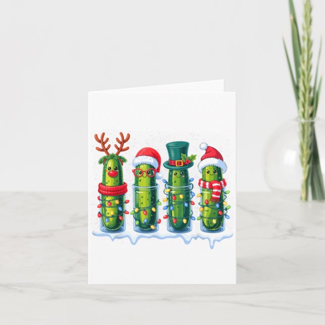 Cartão Pijama de Natal com Luzes de Natal e Chapéu de Pap (Frente)