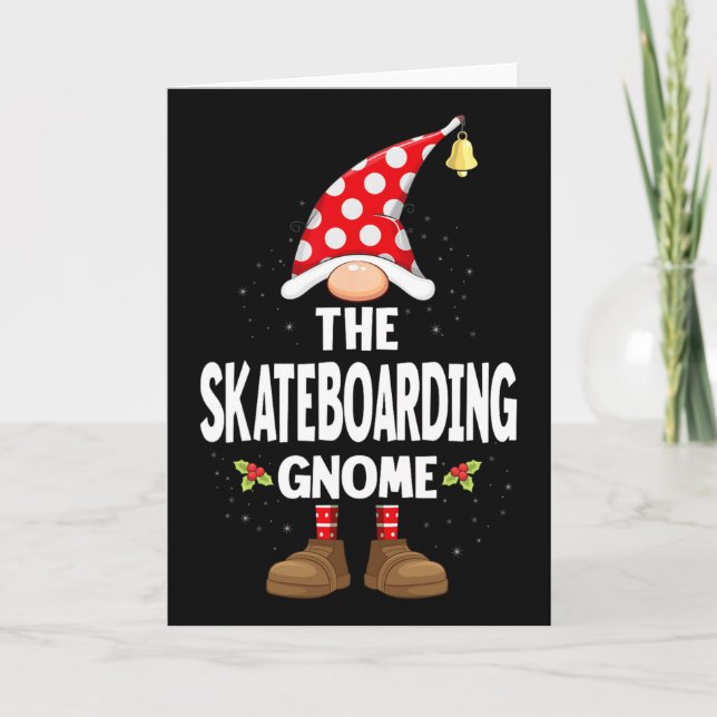 Cartão Pijama de Natal Combinando O Gnome do Skate  (Frente)
