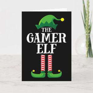 Cartão Pijama de Natal de Elfo Gamer para Grupo Familiar