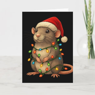 Cartão Pijama de Natal de Rato Luzes de Natal Engraçadas