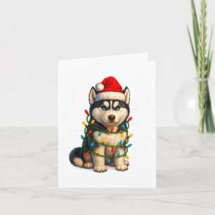 Cartão Pijama Natalino de Cachorro Husky Engraçado para H