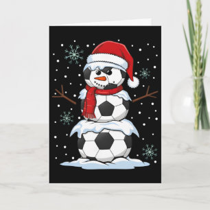 Cartão Pijamas de Natal de Futebol Engraçado Homem de Nev