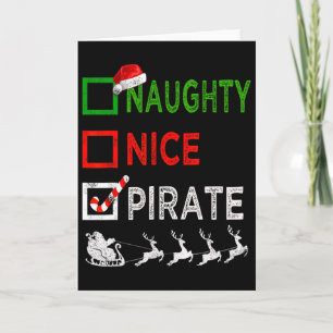 Cartão Pijamas de Natal Pirata Malvado Divertido Santa
