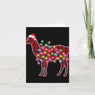 Cartão Pijamas de Natal Plaid Buffalo Llama Luzes de Nata