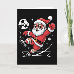Cartão Pijamas engraçadas de Natal do Papai Noel de futeb