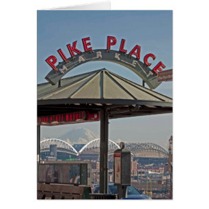 Cartão Pike Place Market Monte Rainier Frameable Art Card