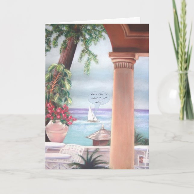 Cartão Pilar, Mar e Retiro de Barco à Vela (Frente)