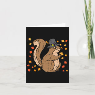 Cartão Pilgrim Squirrel Cute Ação de Graças outono Ani