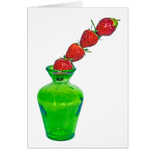 Cartão Pilha de Morango no Aniversário de Vase