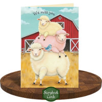 Pilha de Ovelhas Pastel Whimsical Que Falta Você F