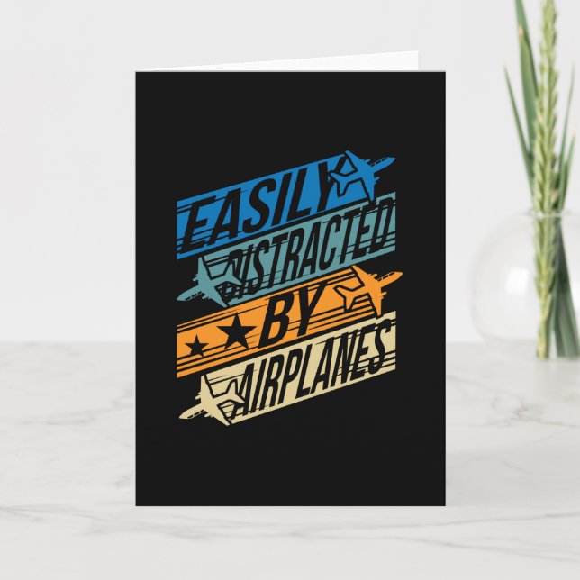 Cartão Pilot Aviator Funny - Distraído por aviões (Frente)