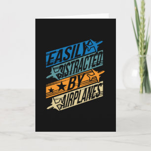 Cartão Pilot Aviator Funny - Distraído por aviões