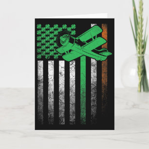 Cartão Piloto de Avião Voando Bandeira Irlandesa American