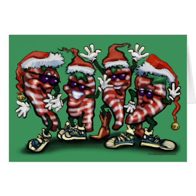 Cartão Pimentos Candy Cane Natal (Frente Horizontal)