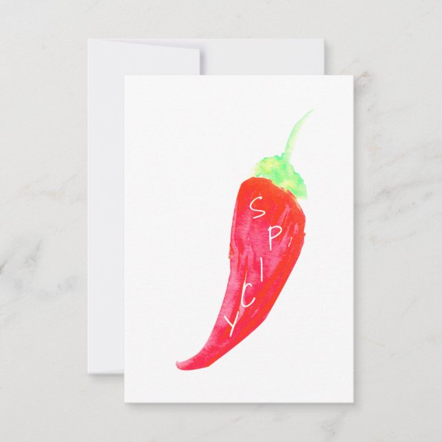 Cartão Pimentos de Aquarela Pintados Pelas Mãos Vermelhas (Frente)