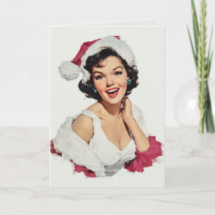 Cartão Pin-Up de Natal Retro Sorridente